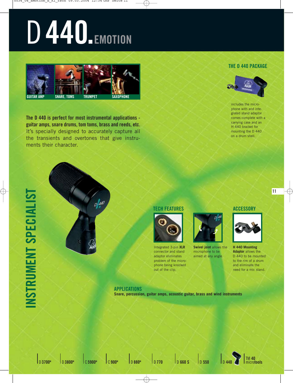 D 440, Instrument specialist, Emotion | AKG Acoustics D3800M User Manual | Page 11 / 16