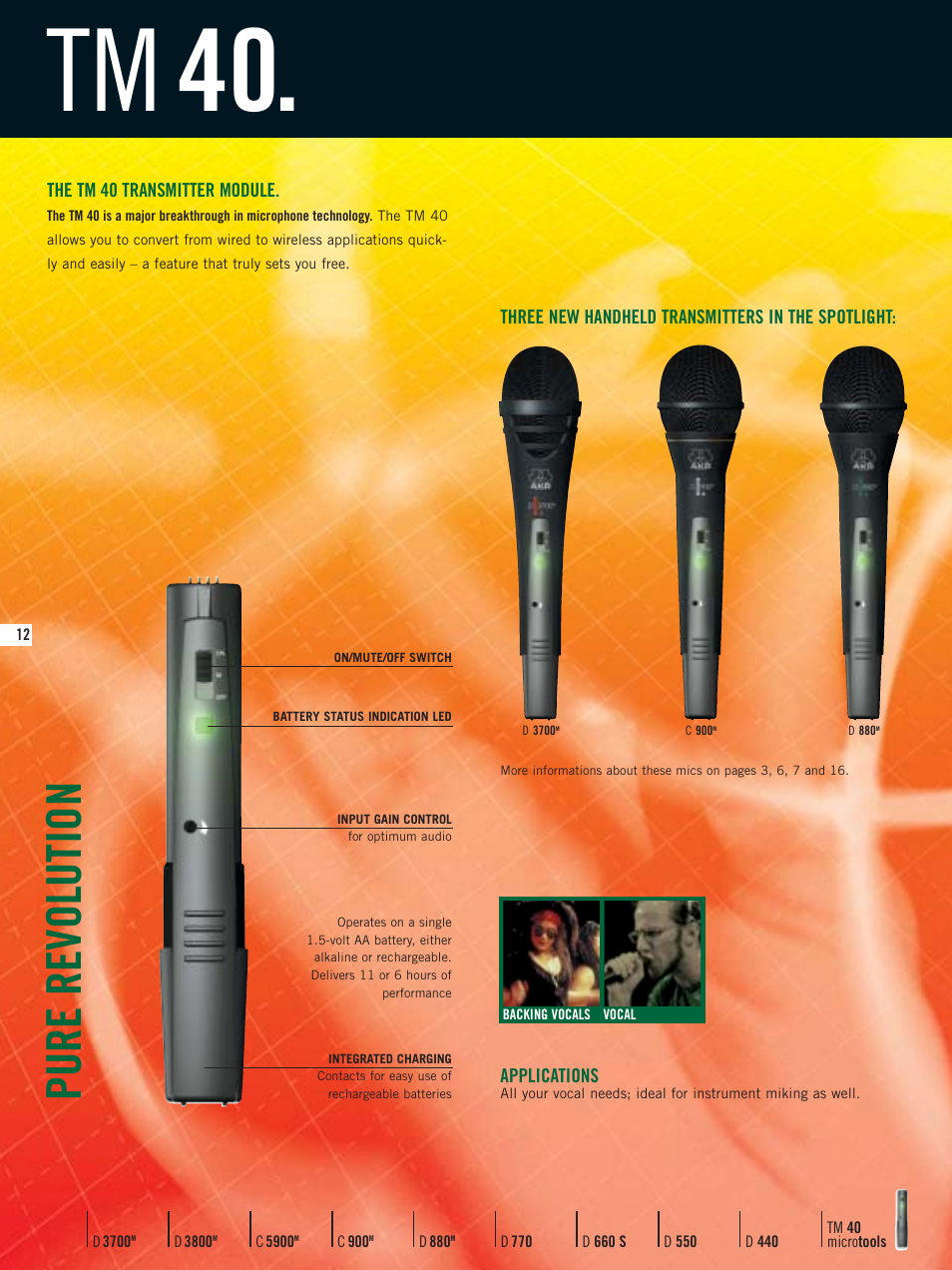 Tm 40, Pure revolution | AKG Acoustics D3800M User Manual | Page 12 / 16