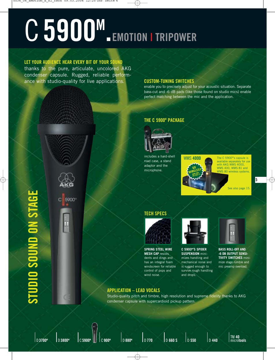 C 5900, Studio sound on st age, Emotion | tripower | AKG Acoustics D3800M User Manual | Page 5 / 16