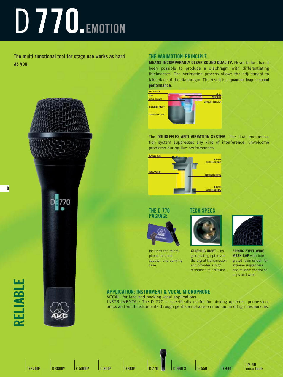 D 770, Reliable, Emotion | AKG Acoustics D3800M User Manual | Page 8 / 16