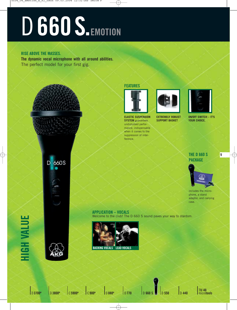 D 660 s, High v alue, Emotion | AKG Acoustics D3800M User Manual | Page 9 / 16