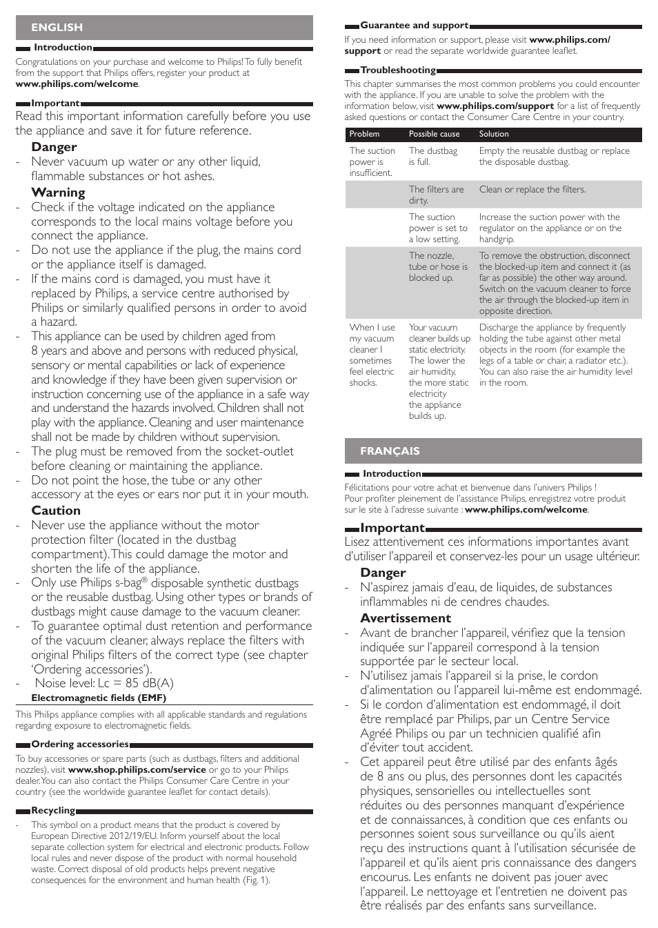 Philips CompactGo Aspirateur avec sac User Manual | Page 2 / 8