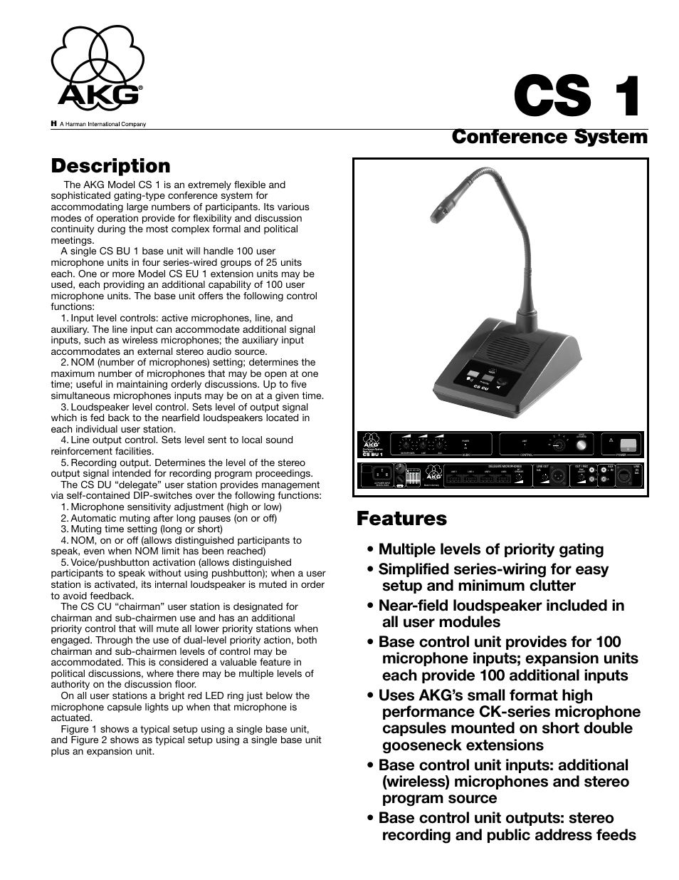 AKG Acoustics CS1 User Manual | 3 pages