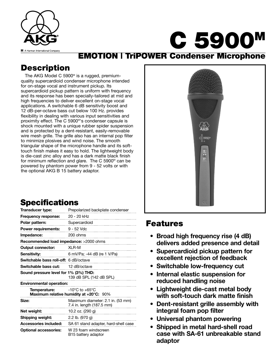 AKG Acoustics C 5900M User Manual | 2 pages