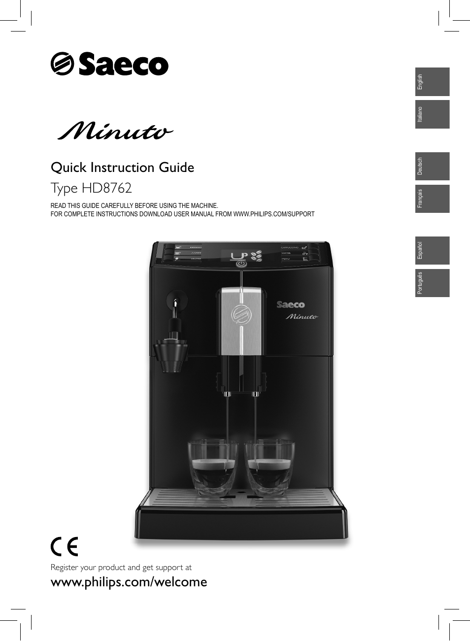 Philips Saeco Minuto Machine espresso Super Automatique User Manual | 56 pages