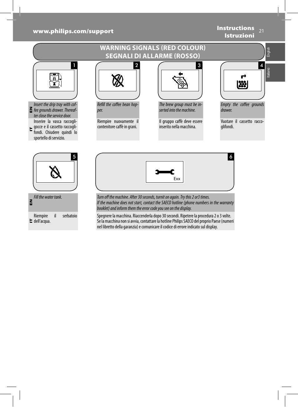 Philips Saeco Minuto Machine espresso Super Automatique User Manual | Page 21 / 56