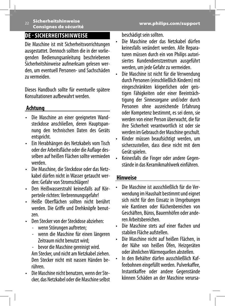 Philips Saeco Minuto Machine espresso Super Automatique User Manual | Page 22 / 56