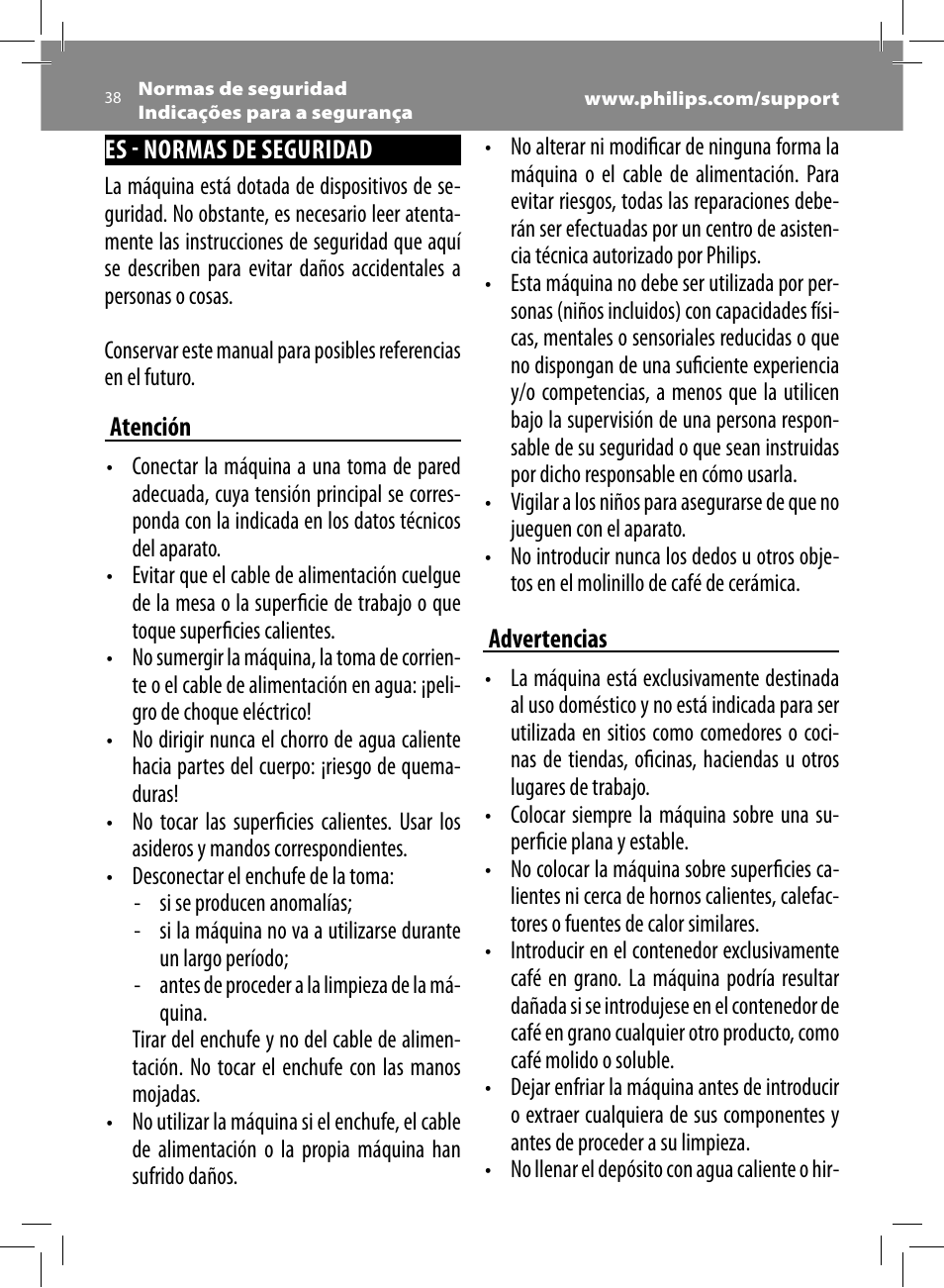 Philips Saeco Minuto Machine espresso Super Automatique User Manual | Page 38 / 56