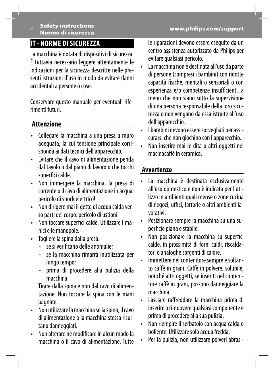 Philips Saeco Minuto Machine espresso Super Automatique User Manual | Page 8 / 56