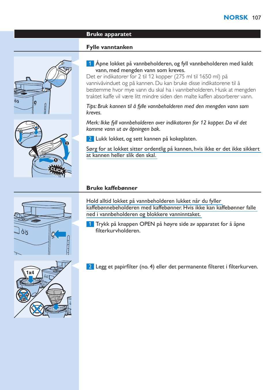 Philips Grind & Brew Cafetière User Manual | Page 107 / 150