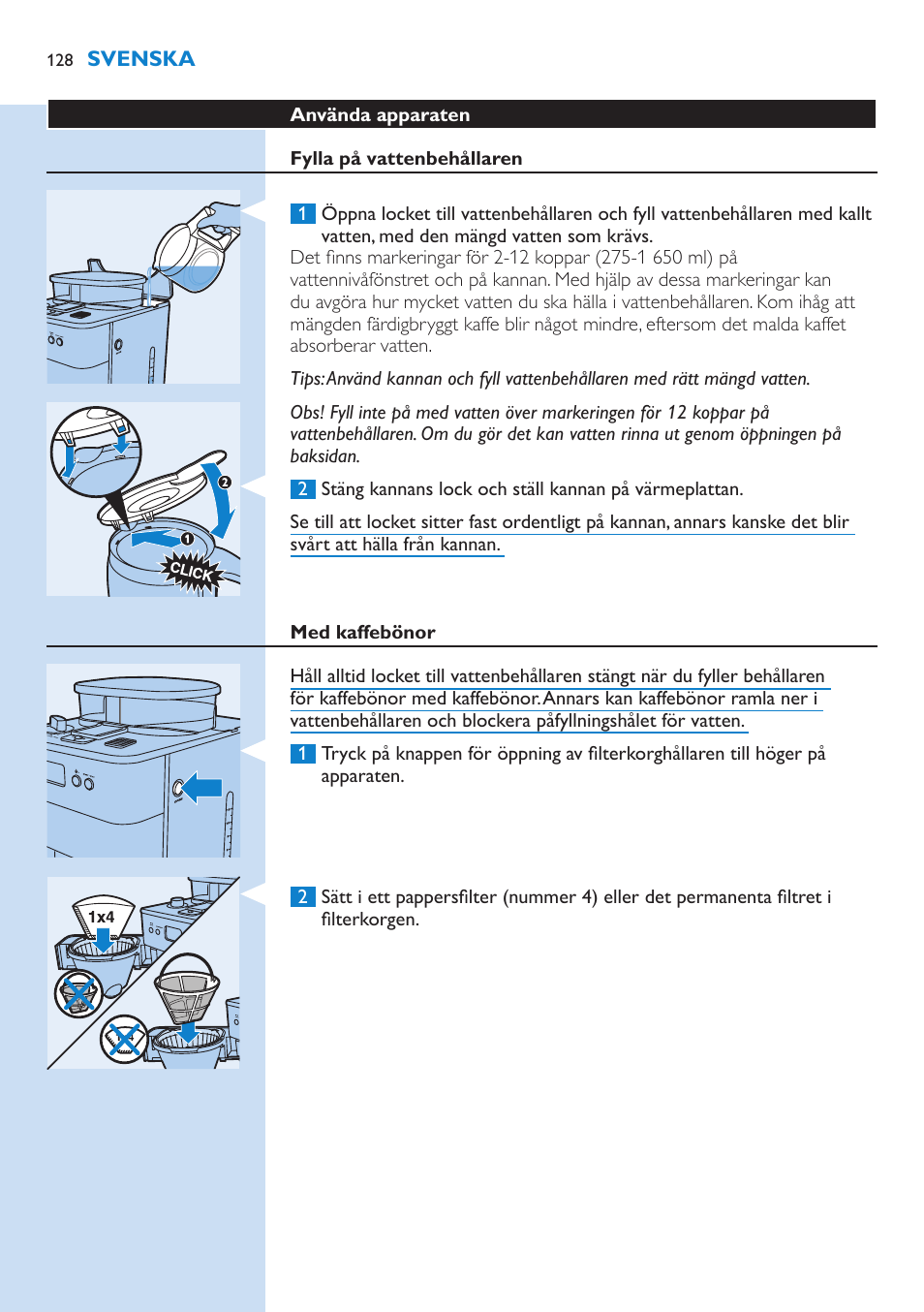 Philips Grind & Brew Cafetière User Manual | Page 128 / 150