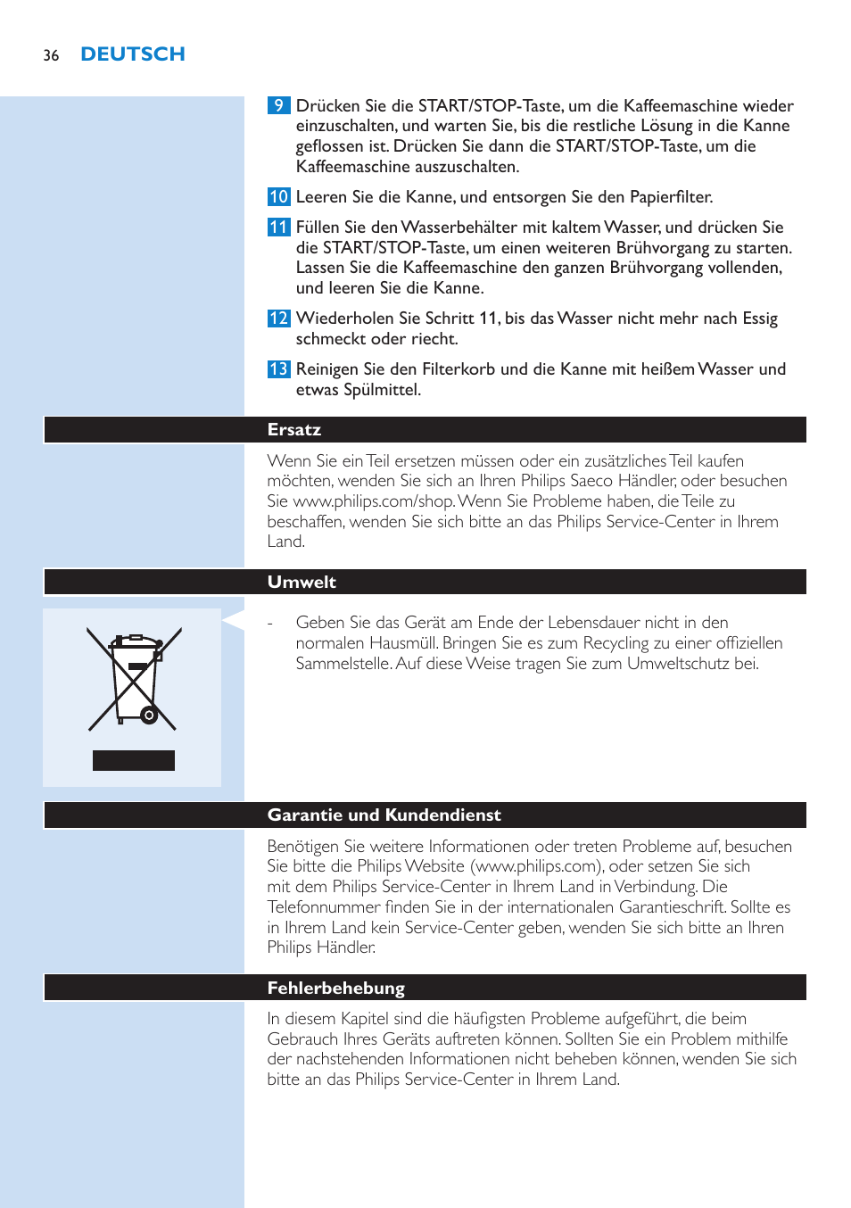 Philips Grind & Brew Cafetière User Manual | Page 36 / 150