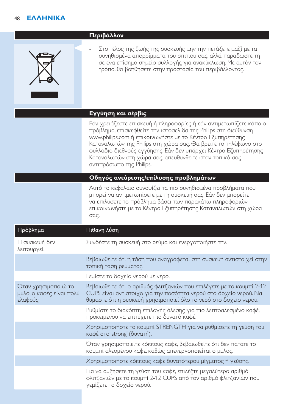 Philips Grind & Brew Cafetière User Manual | Page 48 / 150