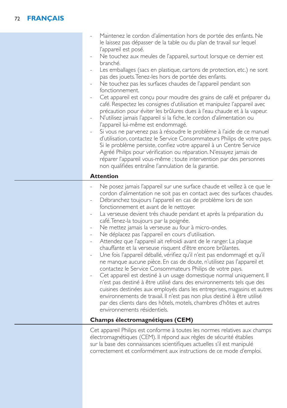 Philips Grind & Brew Cafetière User Manual | Page 72 / 150