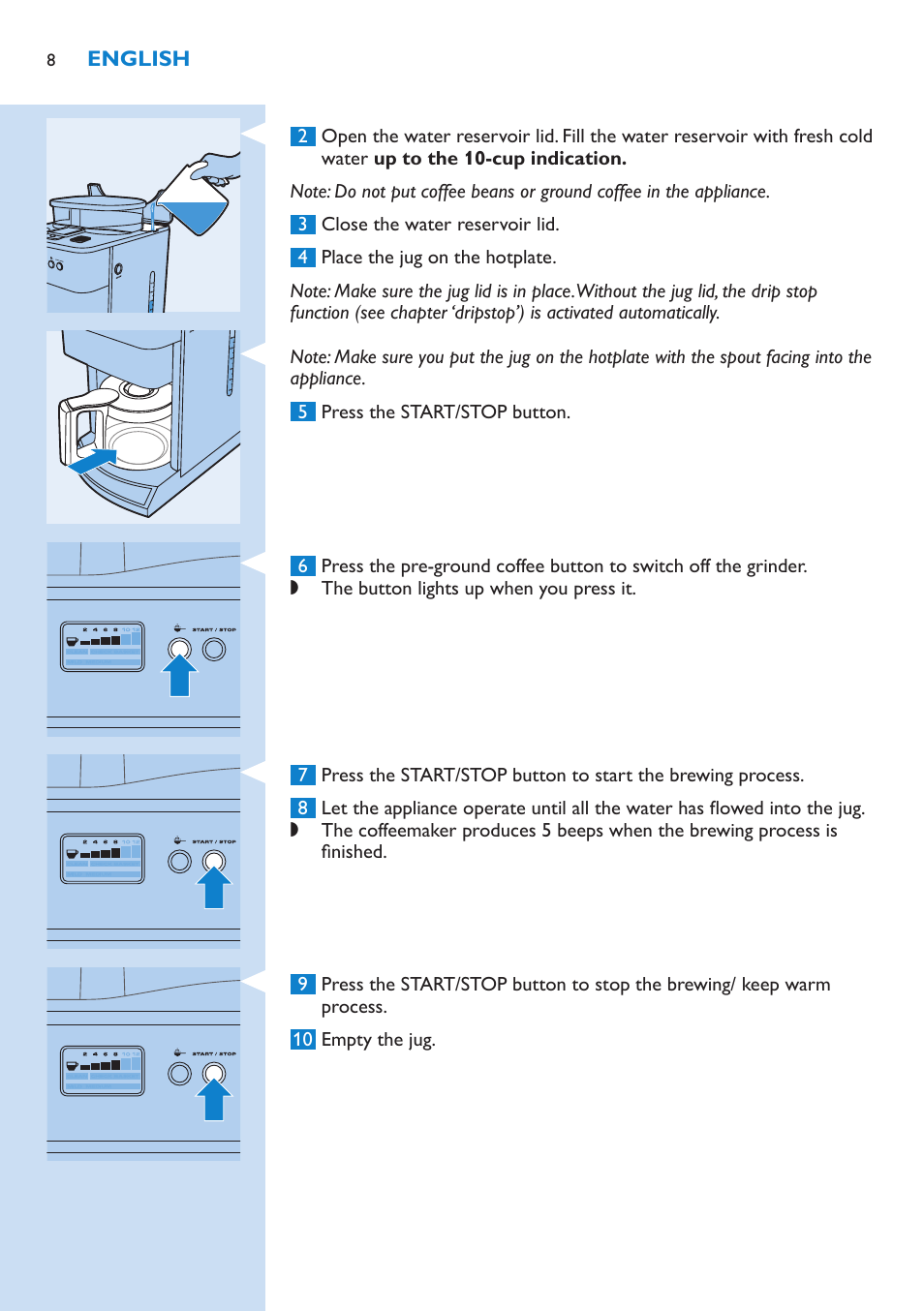 Philips Grind & Brew Cafetière User Manual | Page 8 / 150