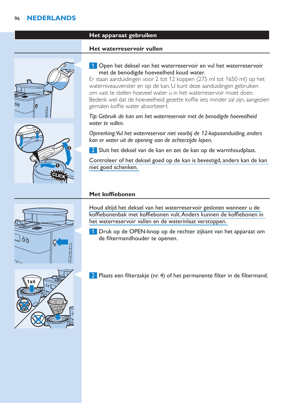 Philips Grind & Brew Cafetière User Manual | Page 96 / 150