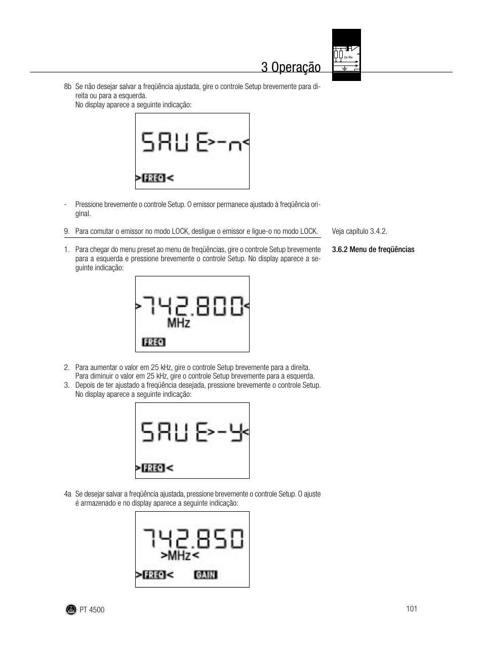 3 operação | AKG Acoustics PT 4500 User Manual | Page 101 / 114