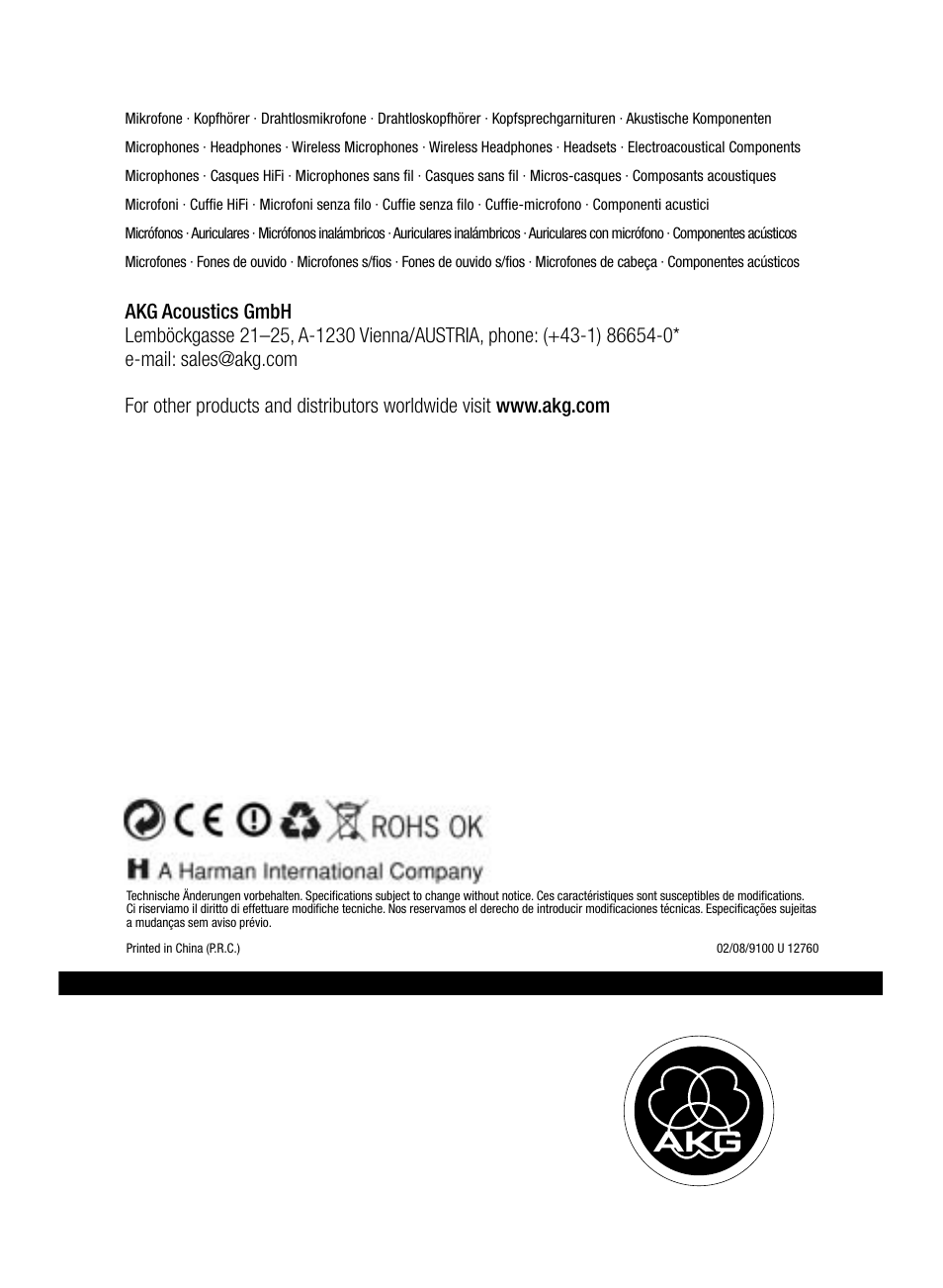 AKG Acoustics PT 4500 User Manual | Page 112 / 114