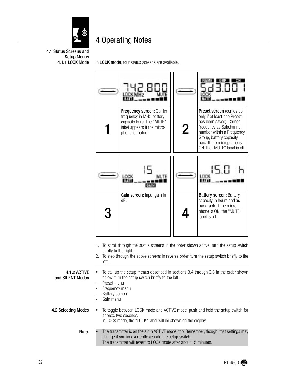 AKG Acoustics PT 4500 User Manual | Page 32 / 114