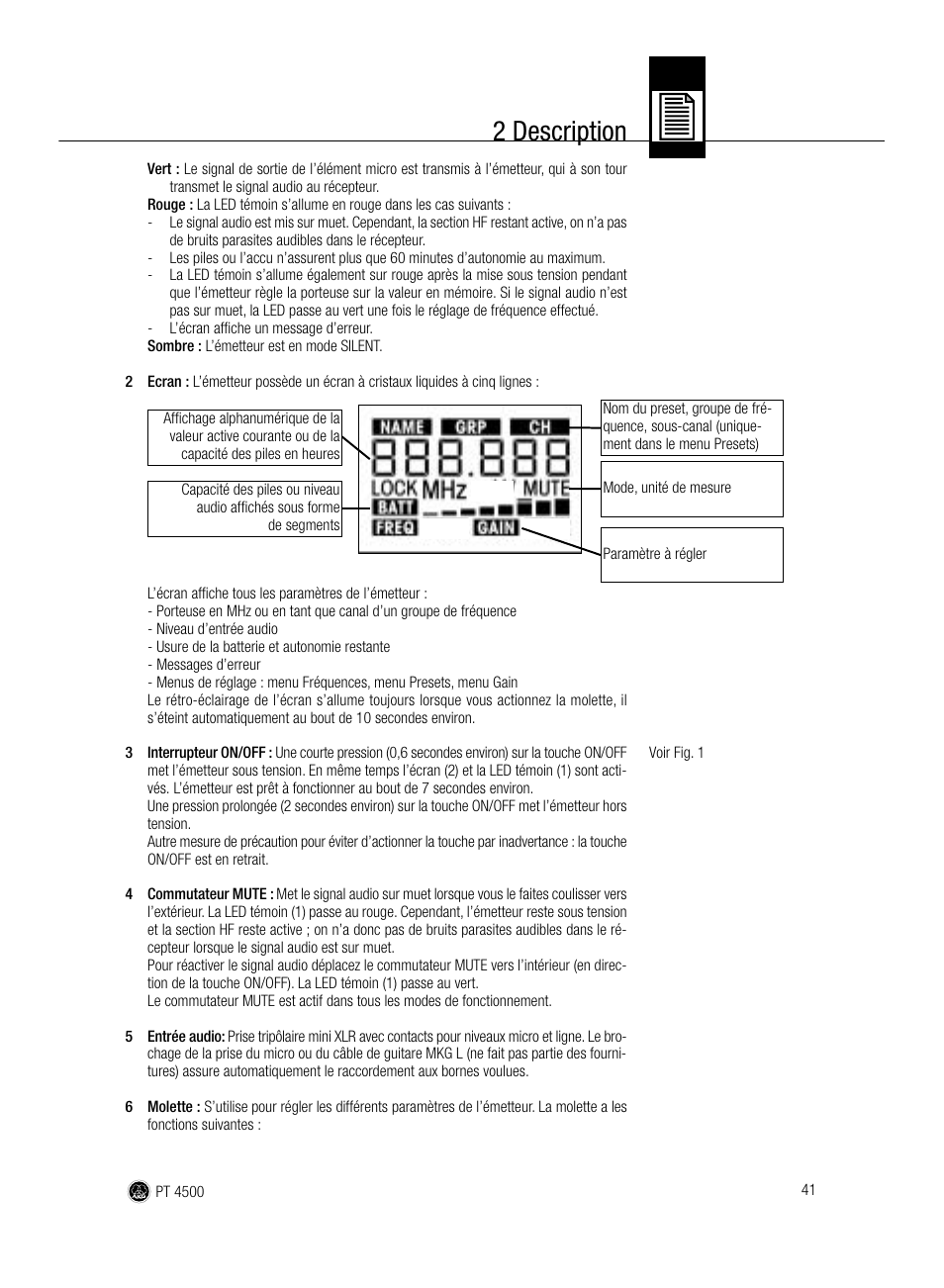2 description | AKG Acoustics PT 4500 User Manual | Page 41 / 114