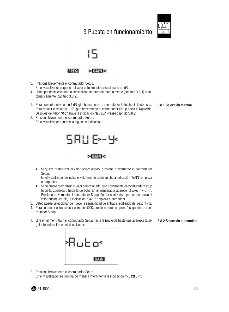 3 puesta en funcionamiento | AKG Acoustics PT 4500 User Manual | Page 85 / 114