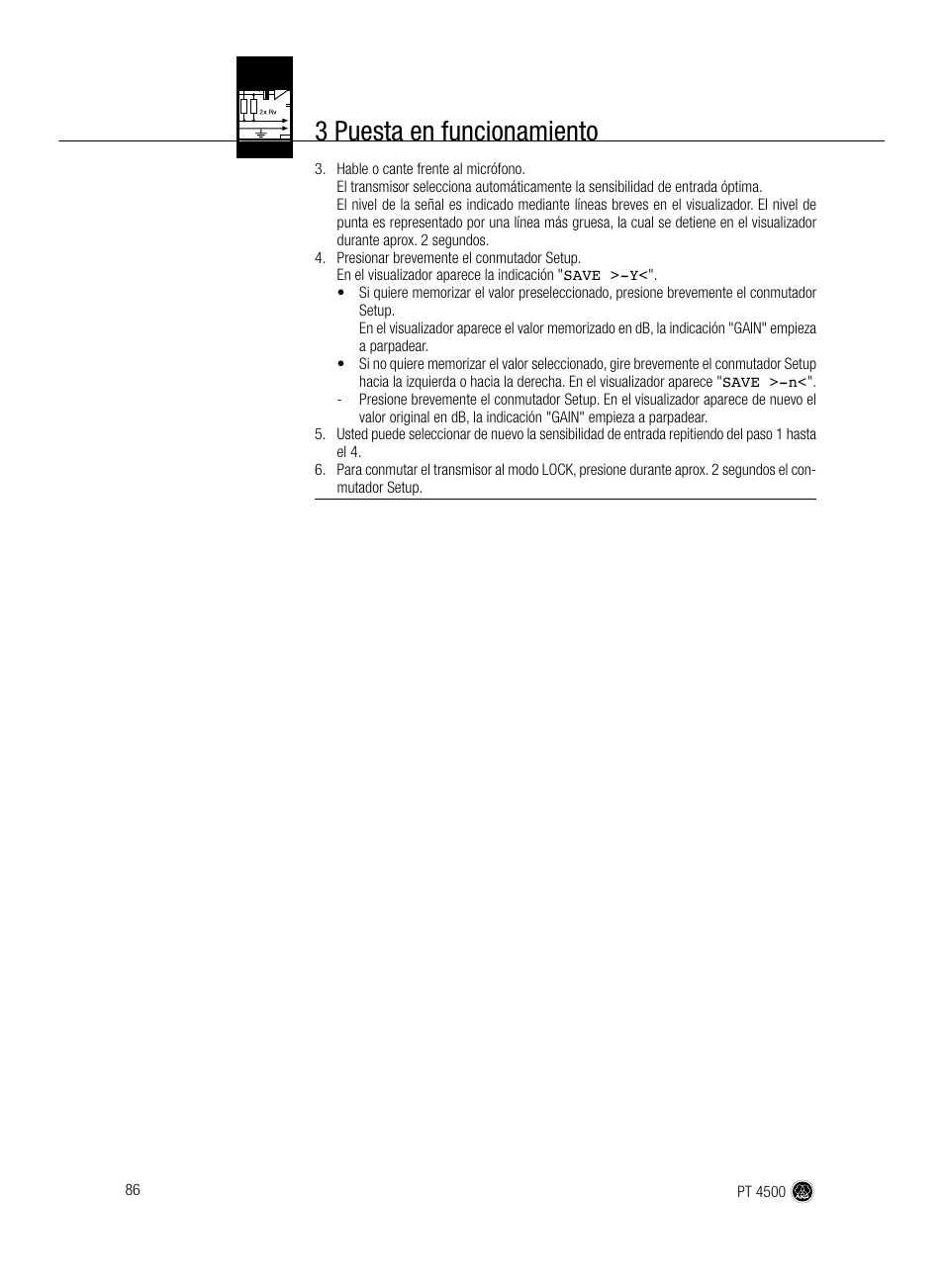 3 puesta en funcionamiento | AKG Acoustics PT 4500 User Manual | Page 86 / 114