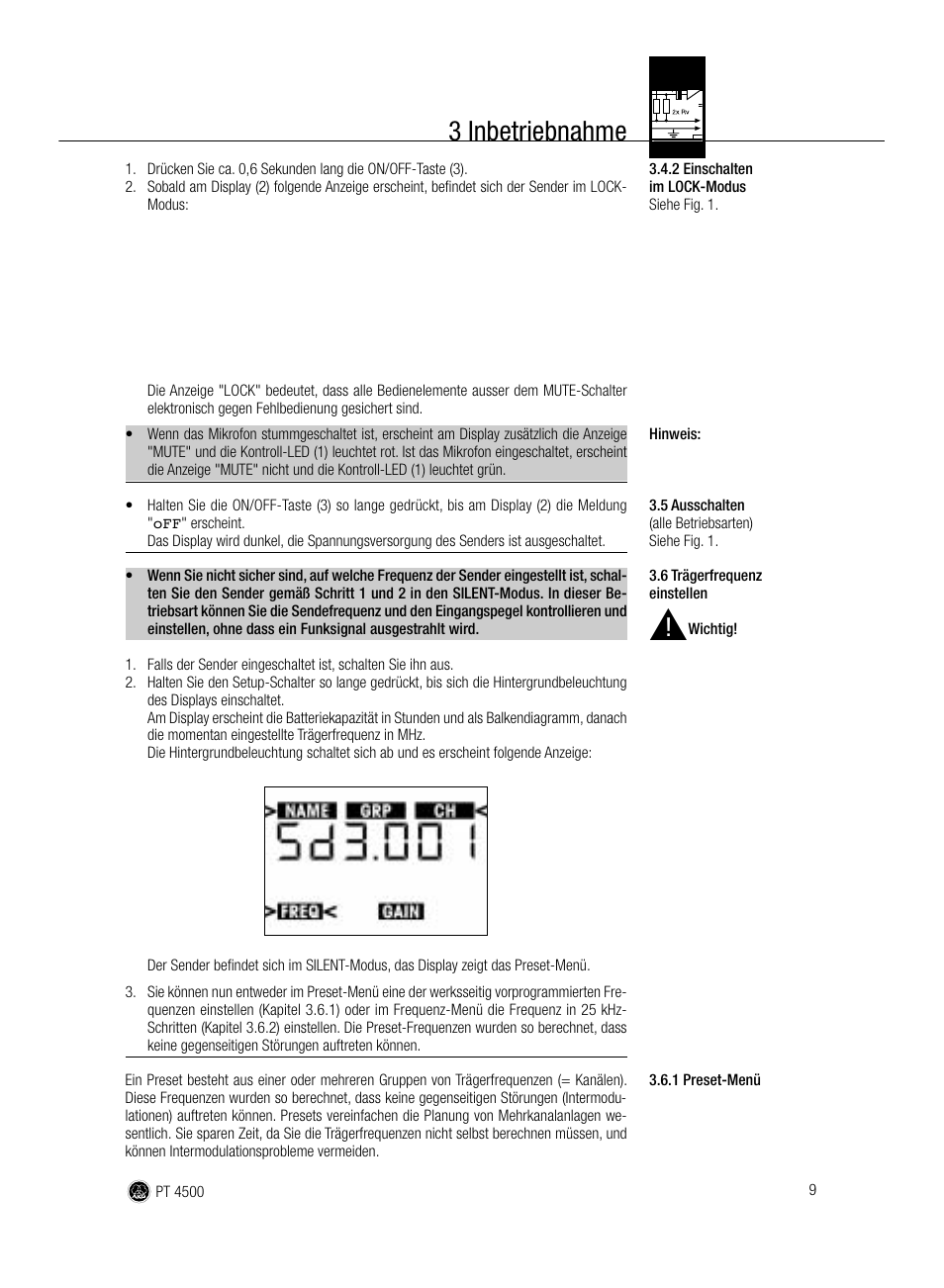 3 inbetriebnahme | AKG Acoustics PT 4500 User Manual | Page 9 / 114