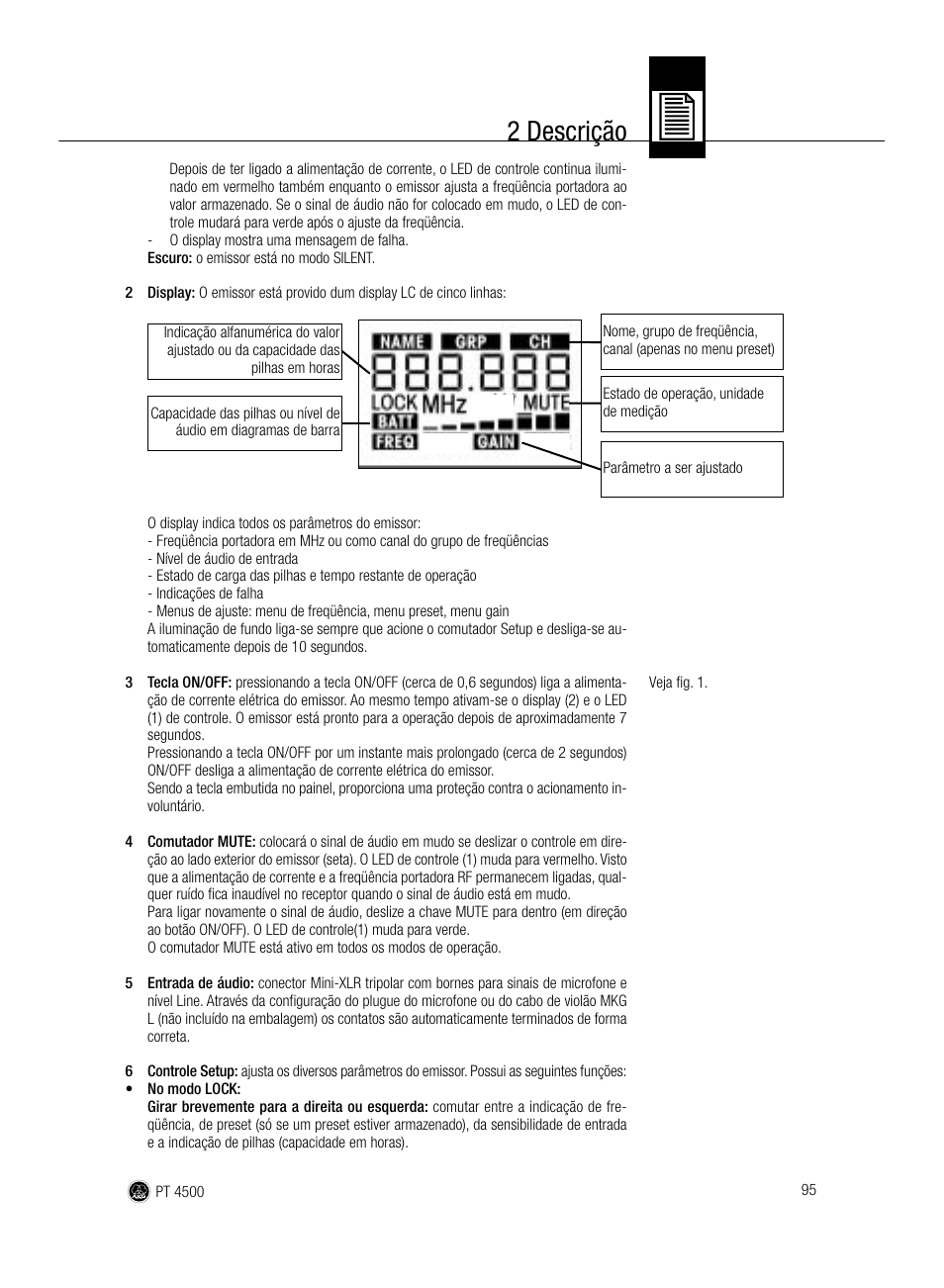 2 descrição | AKG Acoustics PT 4500 User Manual | Page 95 / 114