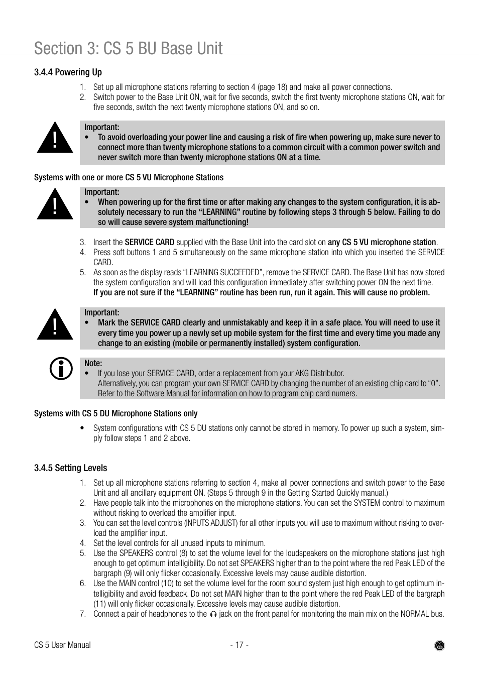 AKG Acoustics CS 5 User Manual | Page 17 / 51