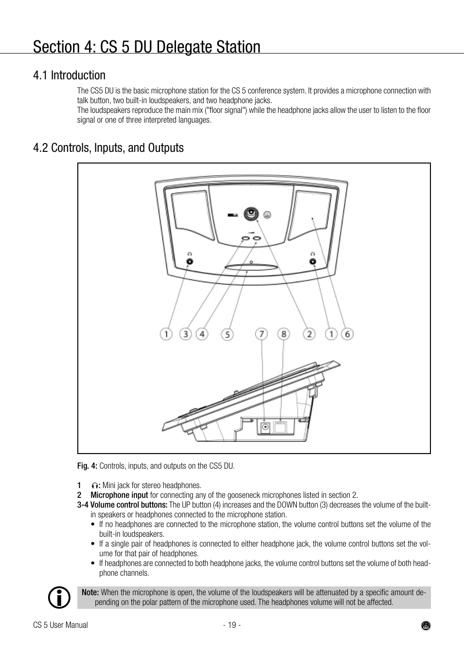 1 introduction, 2 controls, inputs, and outputs | AKG Acoustics CS 5 User Manual | Page 19 / 51