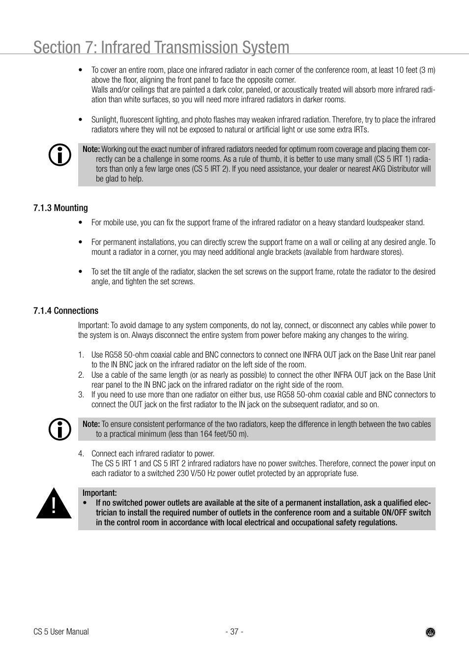 AKG Acoustics CS 5 User Manual | Page 37 / 51
