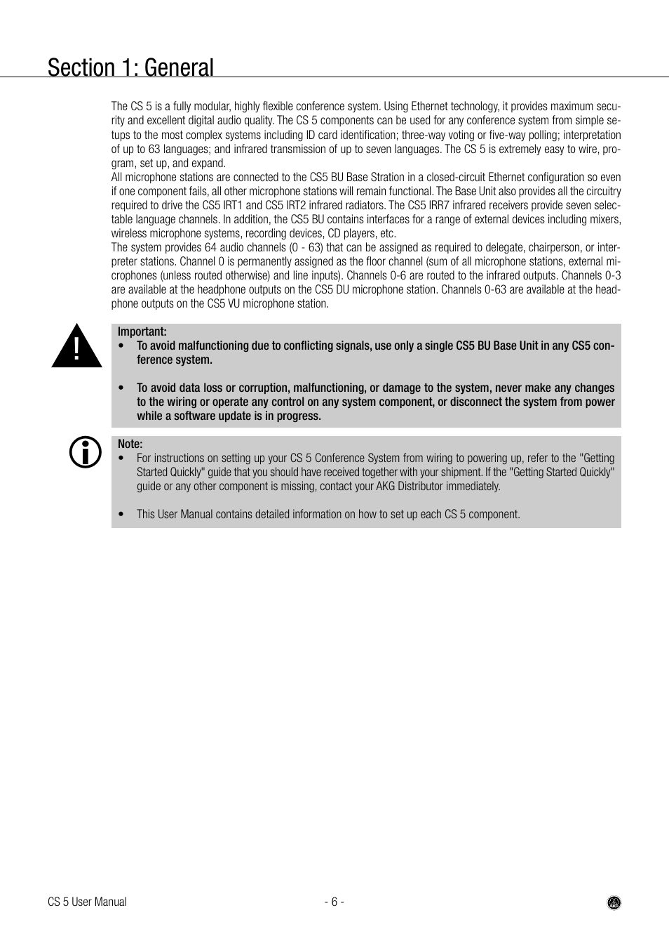 AKG Acoustics CS 5 User Manual | Page 6 / 51