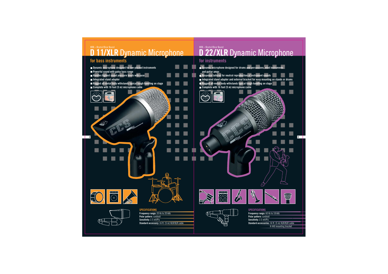 D11/xlr dynamic microphone, D 22âlr dynamic microphone | AKG Acoustics CCS User Manual | Page 2 / 6