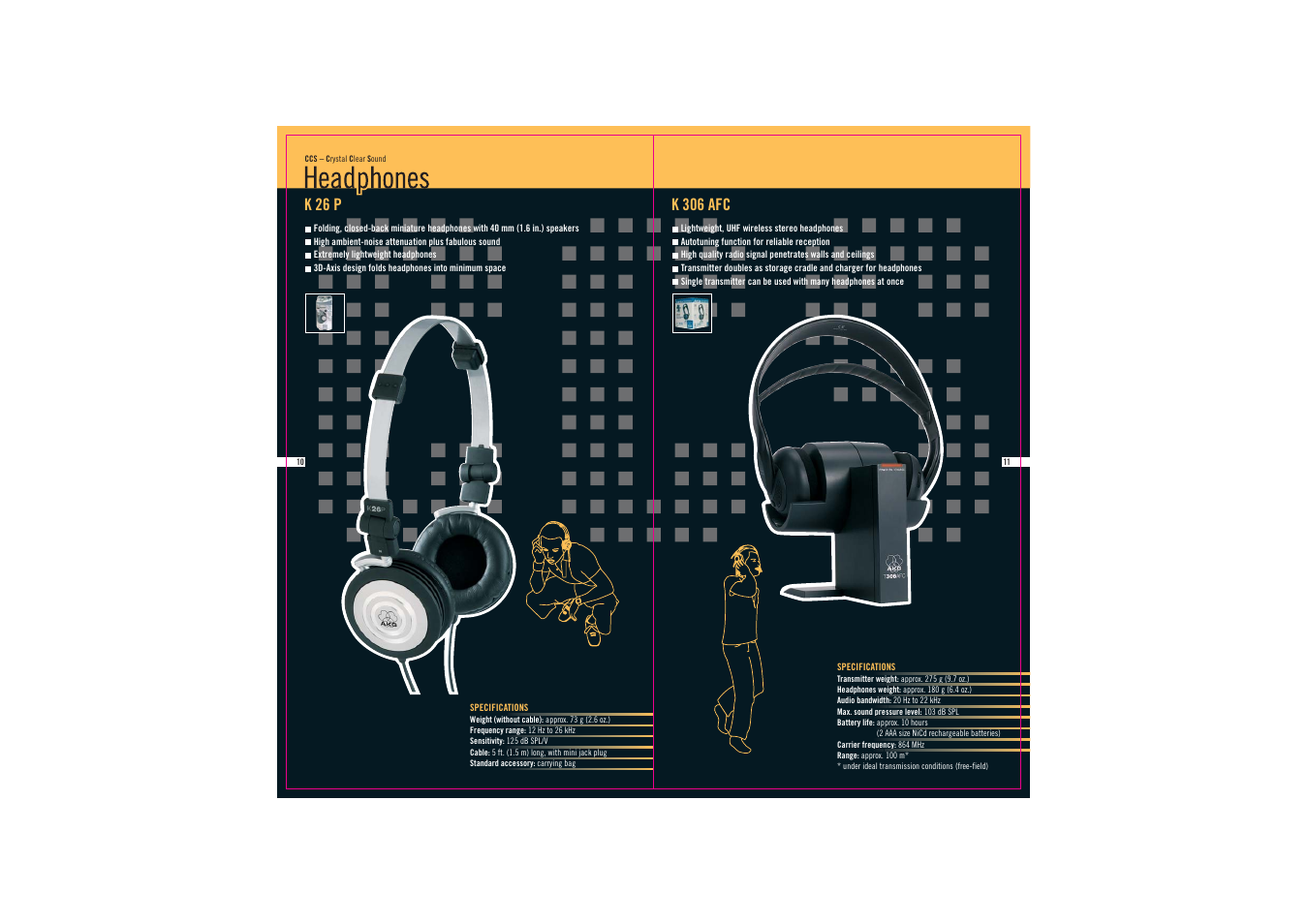 Headphones, K 26 p, K 306 afc | AKG Acoustics CCS User Manual | Page 6 / 6