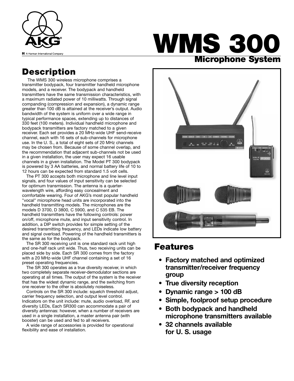 AKG Acoustics WMS 300 User Manual | 3 pages