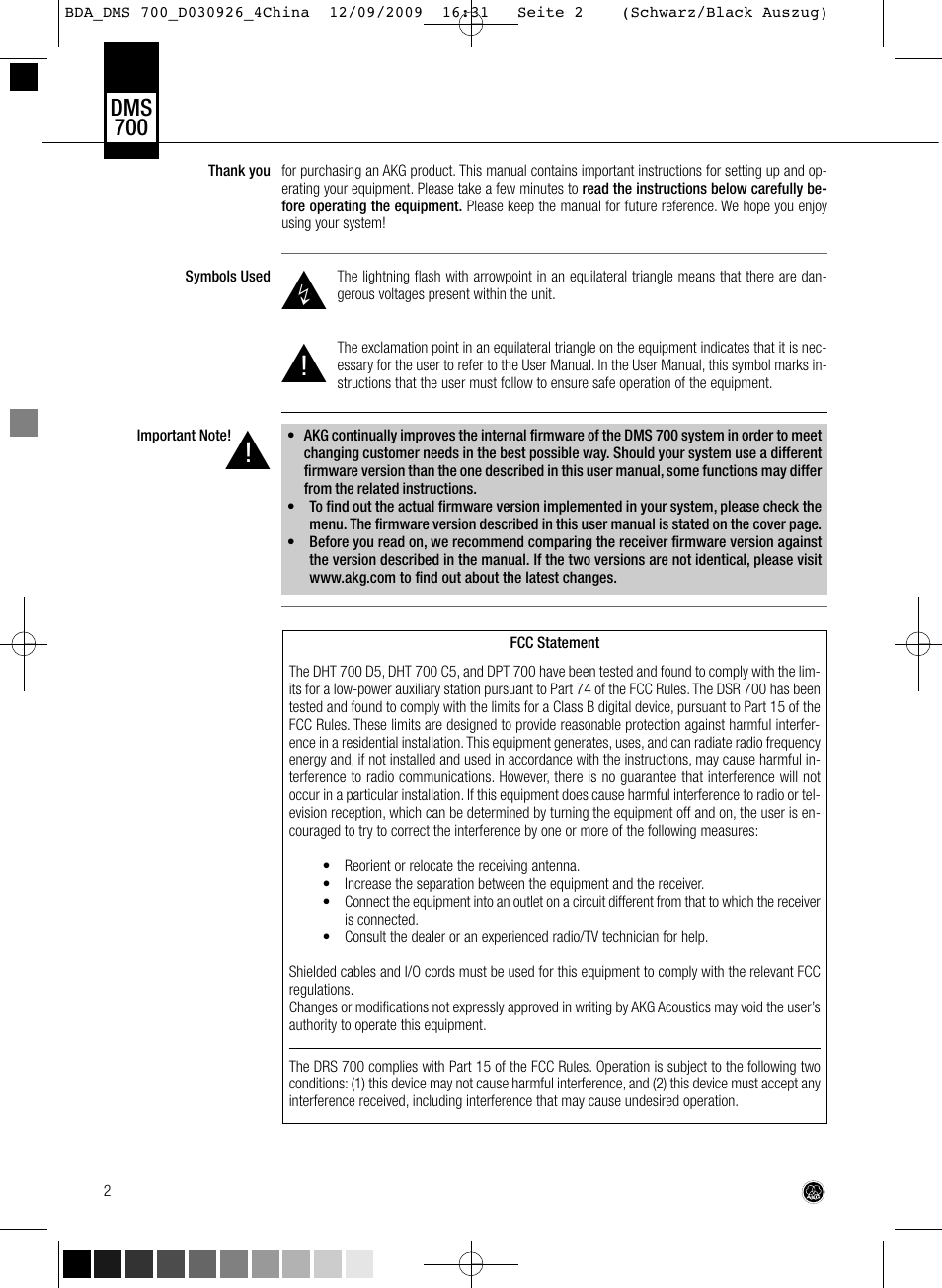 AKG Acoustics DMS700 User Manual | Page 2 / 118