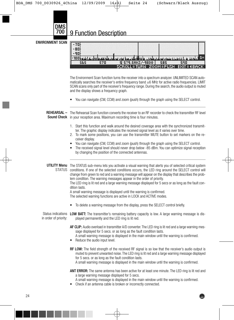 9 function description, Dms 700 | AKG Acoustics DMS700 User Manual | Page 24 / 118