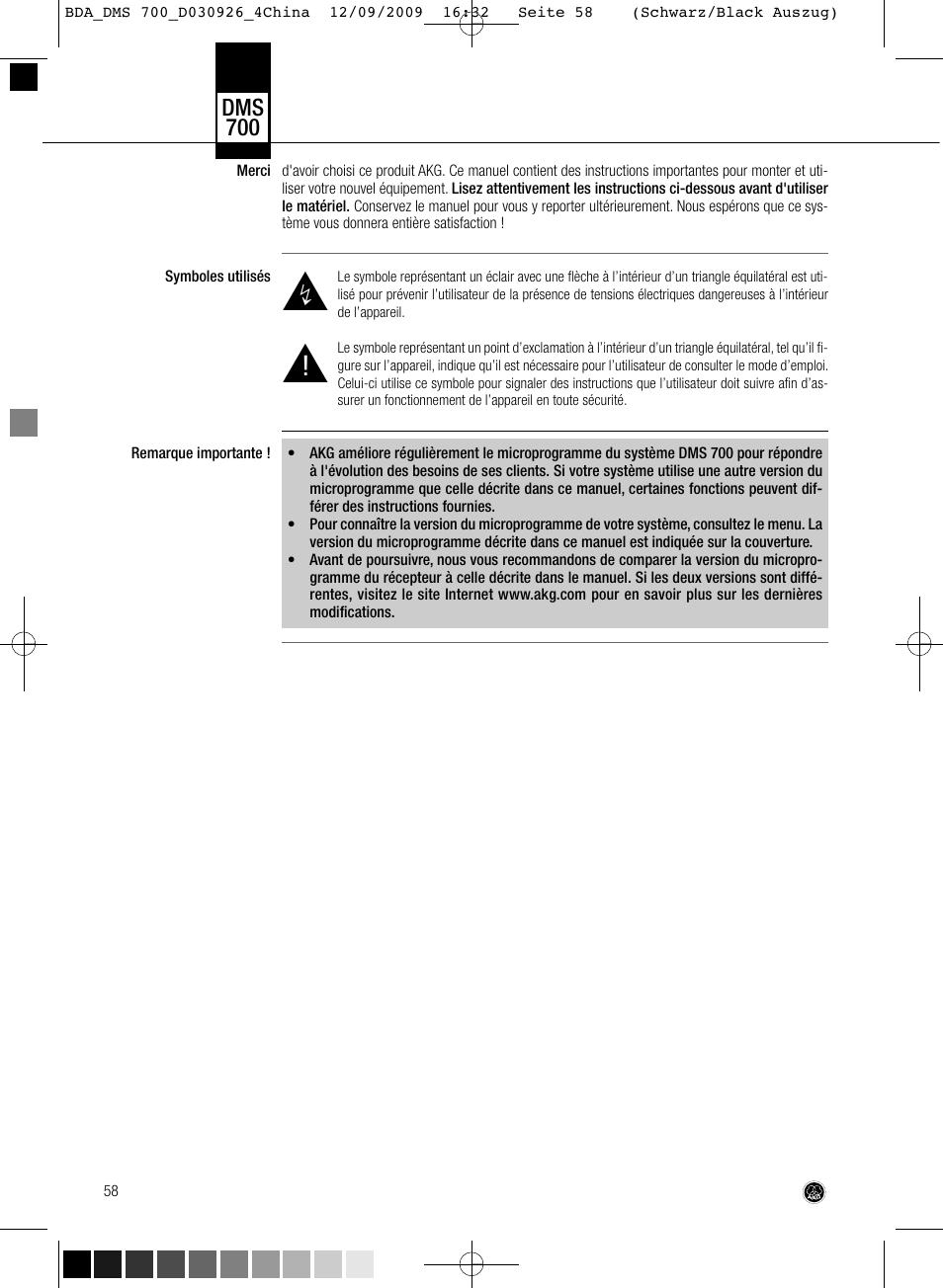 AKG Acoustics DMS700 User Manual | Page 58 / 118