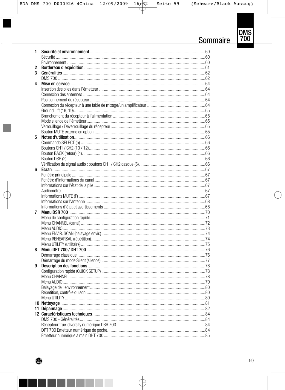 Sommaire, Dms 700 | AKG Acoustics DMS700 User Manual | Page 59 / 118