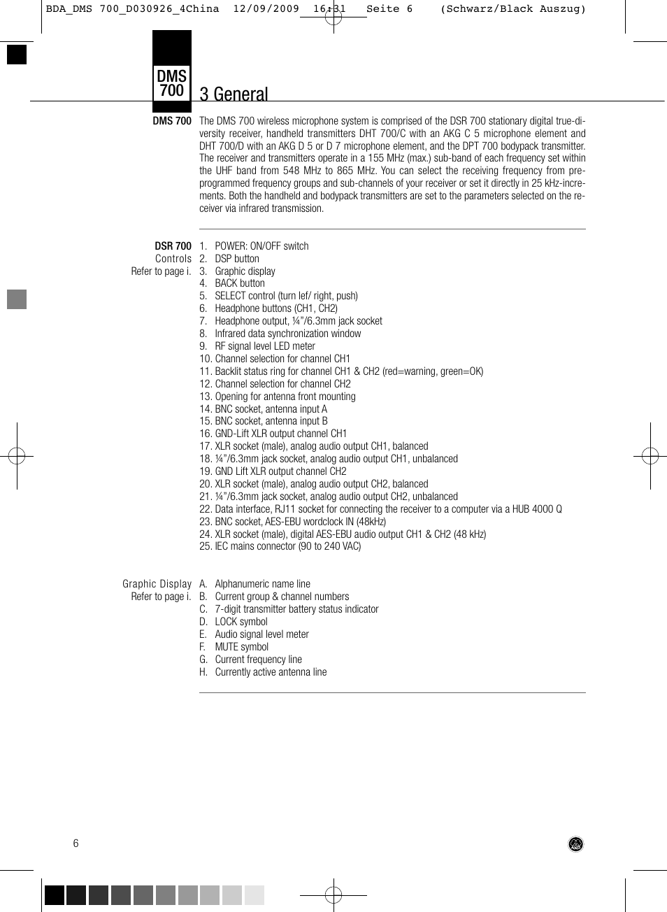 3 general, Dms 700 | AKG Acoustics DMS700 User Manual | Page 6 / 118