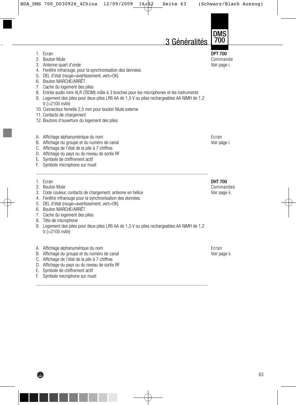 3 généralités, Dms 700 | AKG Acoustics DMS700 User Manual | Page 63 / 118