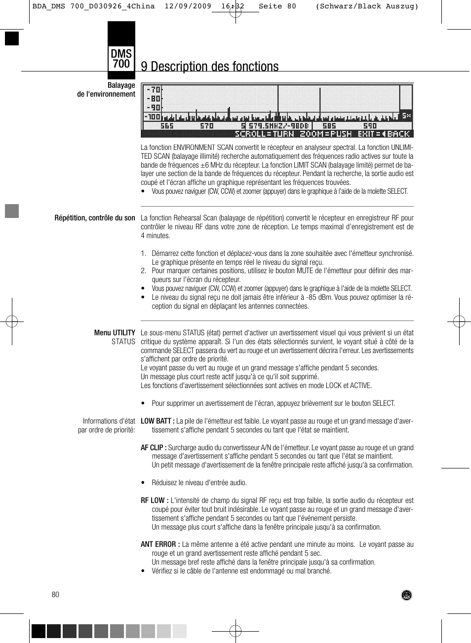 9 description des fonctions, Dms 700 | AKG Acoustics DMS700 User Manual | Page 80 / 118