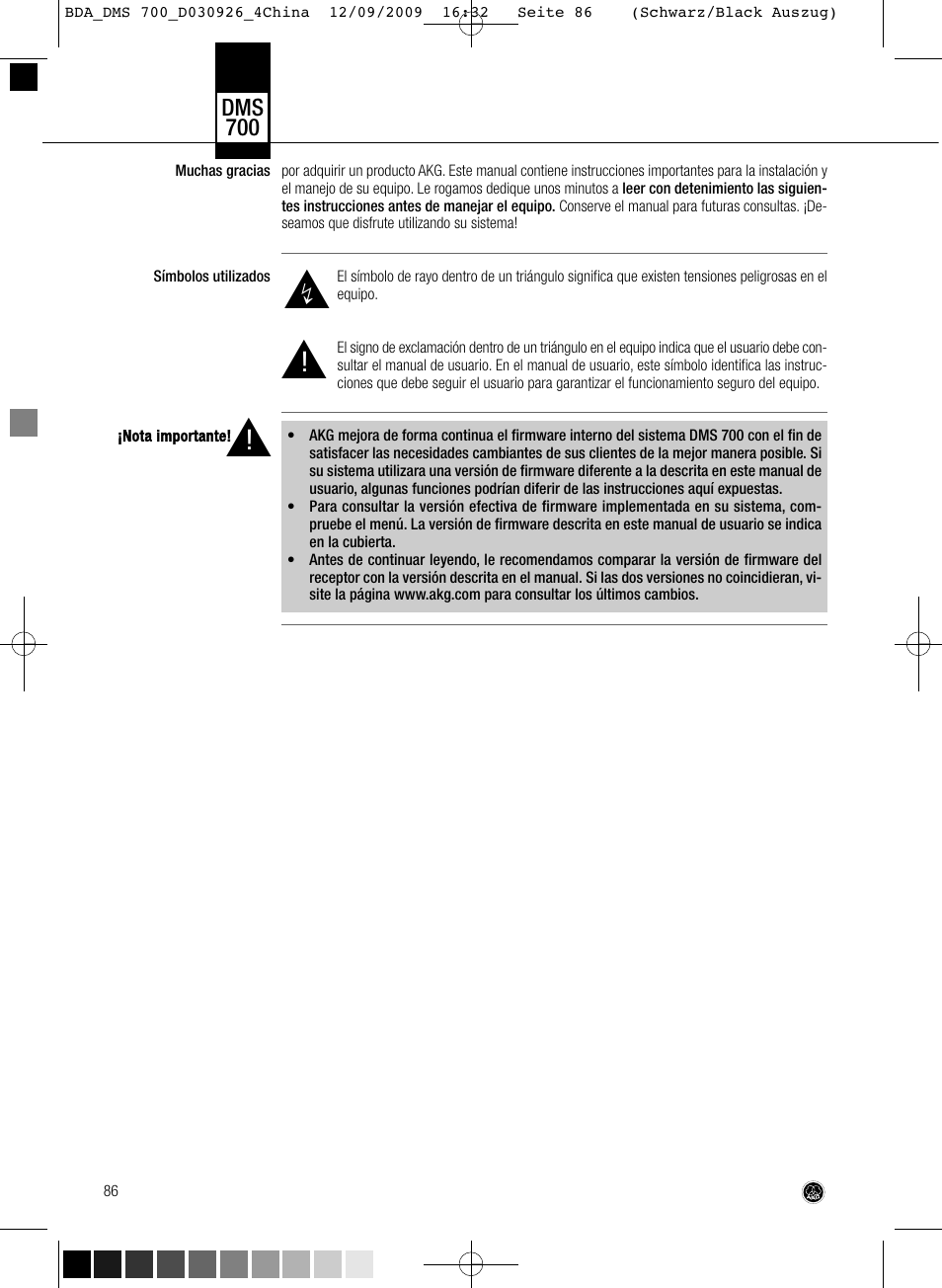 AKG Acoustics DMS700 User Manual | Page 86 / 118
