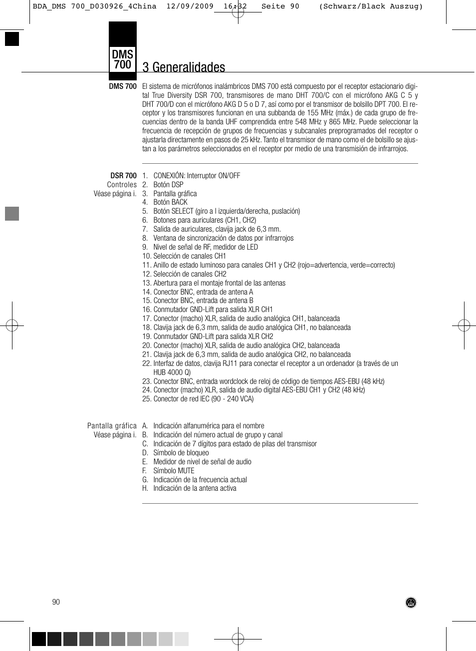 3 generalidades, Dms 700 | AKG Acoustics DMS700 User Manual | Page 90 / 118