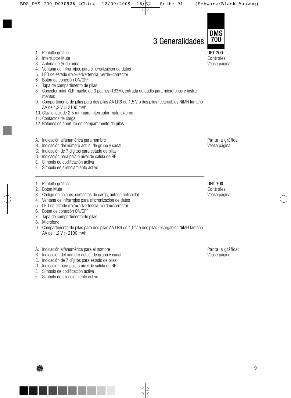 3 generalidades, Dms 700 | AKG Acoustics DMS700 User Manual | Page 91 / 118