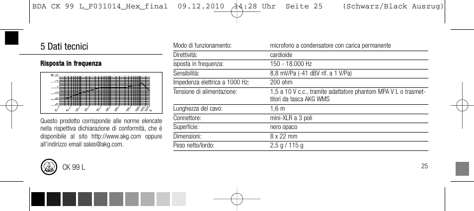4 pulizia, 5 dati tecnici | AKG Acoustics CK99L User Manual | Page 25 / 40