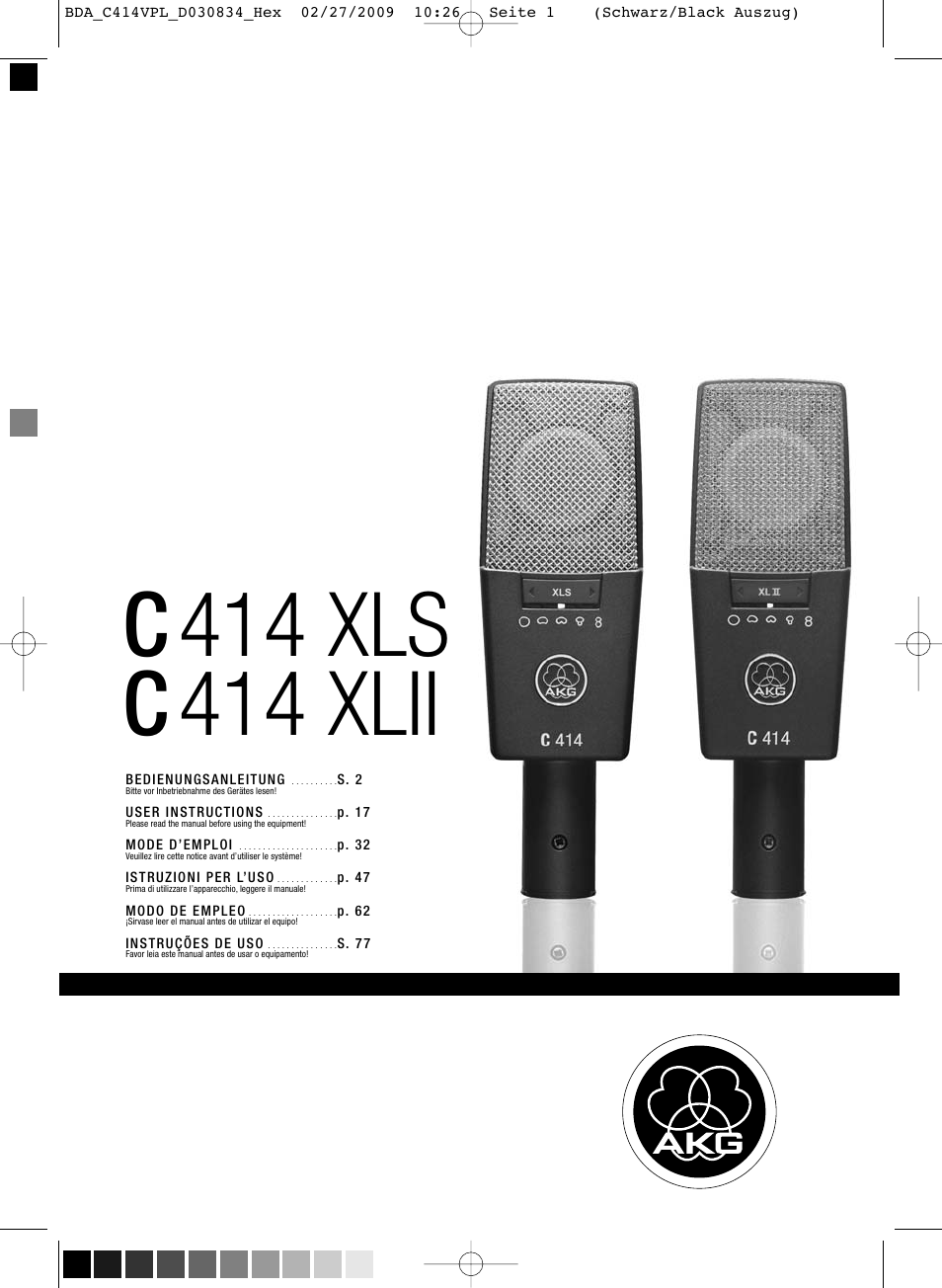 AKG Acoustics C414 XLS User Manual | 92 pages