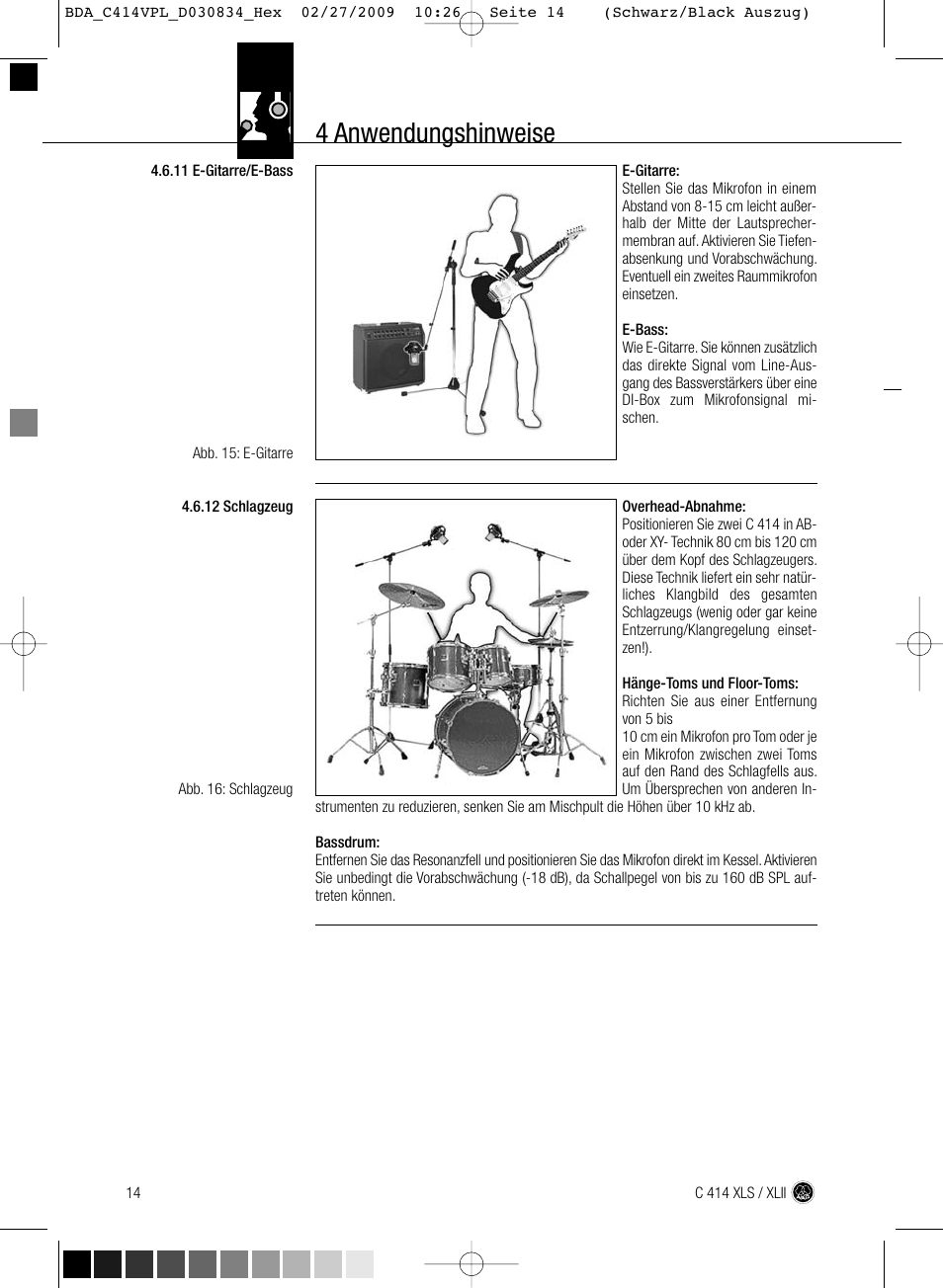 4 anwendungshinweise | AKG Acoustics C414 XLS User Manual | Page 14 / 92