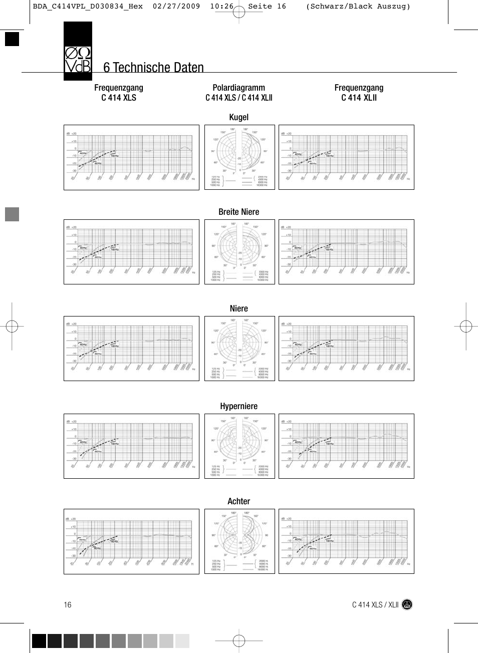 6 technische daten | AKG Acoustics C414 XLS User Manual | Page 16 / 92