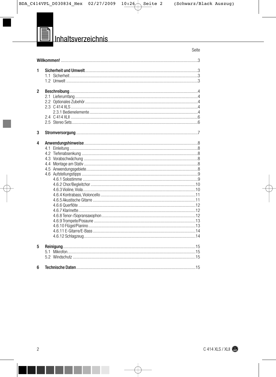 AKG Acoustics C414 XLS User Manual | Page 2 / 92